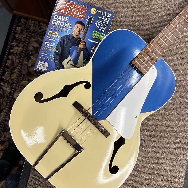 Silvertone Kentucky Blue 1950s Archtop with Dave Grohl magazine and Vintage Kluson Deluxe tuners image 1