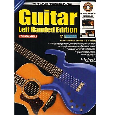 Learn How To Play Left Handed Guitar Electric or Acoustic Music Book DVD Rom . F2 X- for sale