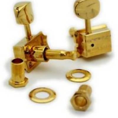Grover 136G6 Vintage Deluxe, Gold Tuning Machines 6 In-Line, Oval Metal Button image 3