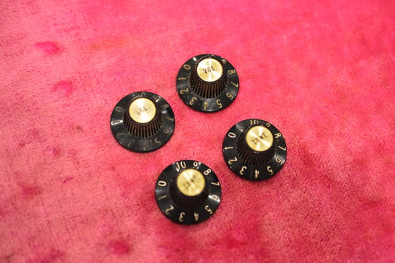 Vintage 1968 Gibson Witchhat Knobs Witch Hat Black Gold | Reverb