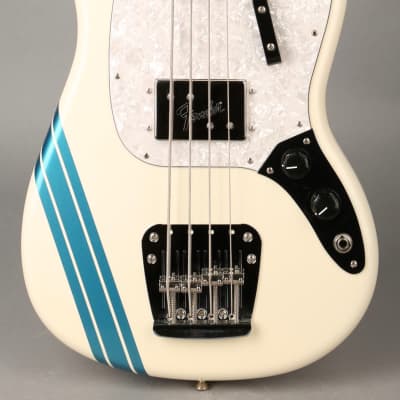 Fender Pawn Shop Mustang Bass - 2012 - White w/Competition Stripe image 2