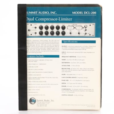 Summit Audio DCL-200 Dual Compressor Limiter w/ Manual & XLR Cables #48738 image 21