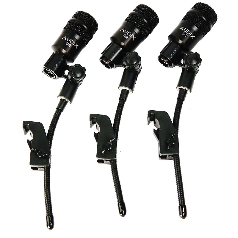 Audix D2 Dynamic Hypercardioid Instrument Microphone, 3-Pack, with 3 Audix D-Vice Clips image 1
