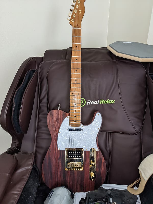 2022 custom made t-style guitar w. Indian rosewood body, roasted maple neck, boutique pickups image 1