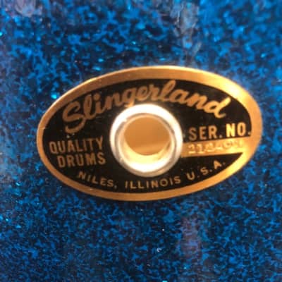 Slingerland Drum Set 60s-70s Blue/Metal Flake image 5