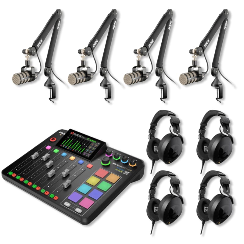 Rode RODECaster Pro II Integrated Audio Production Console with Rode  PodMic, NTH-100 Studio Headphones, DS1 Microphone Stand, SanDisk 32GB  microSD Card, XLR Cable and StreamEye Cloth