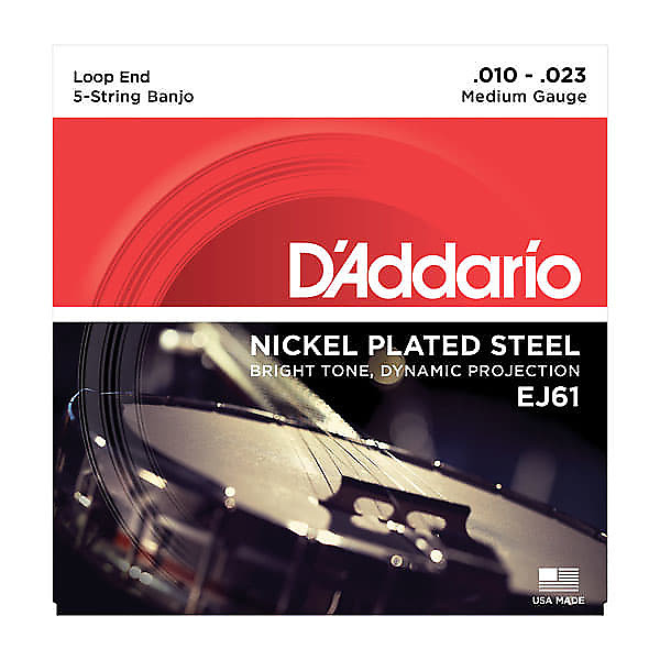D'Addario EJ61 5-String Nickel Medium Banjo Strings image 1