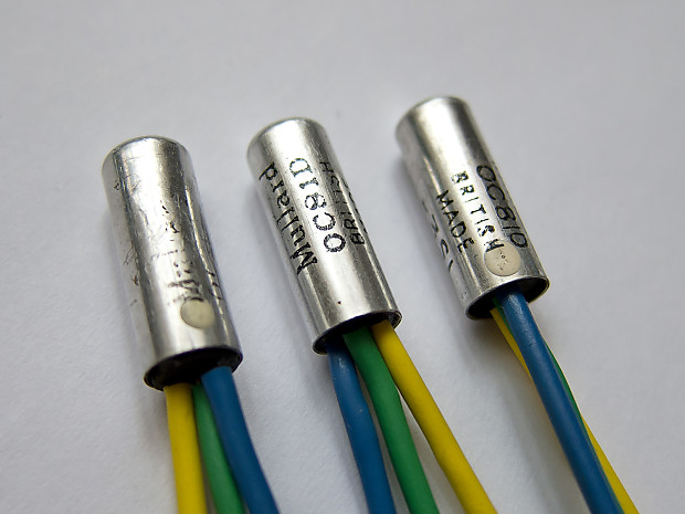 Trio set of Original Vintage Mullard OC81D Tone Bender transistors. Tested.