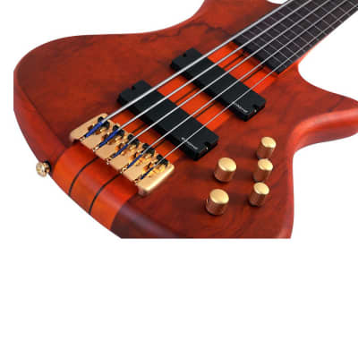 Schecter Stilleto Studio-5 FL 5-String Fretless Bass Rosewood Fretboard Honey Satin image 3
