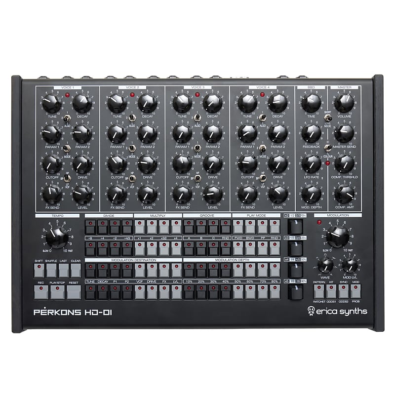 Erica Synths PĒRKONS HD-01 Drum Machine Synthesizer - Black image 1