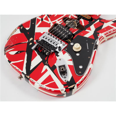 EVH Striped Series Frankie, Maple Fingerboard, Red/White/Black Relic image 5