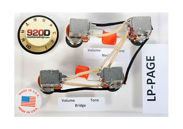 920D Custom Shop LP-Page Les Paul Page Wiring Harness w/ Bourns 500K Pots image 1