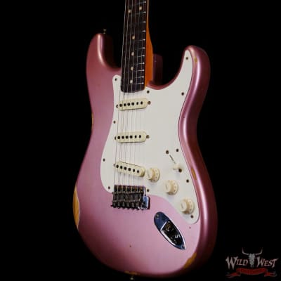 Fender Custom Shop 1959 Stratocaster AAA Rosewood Board Relic Faded Aged Burgundy Mist Metallic image 2