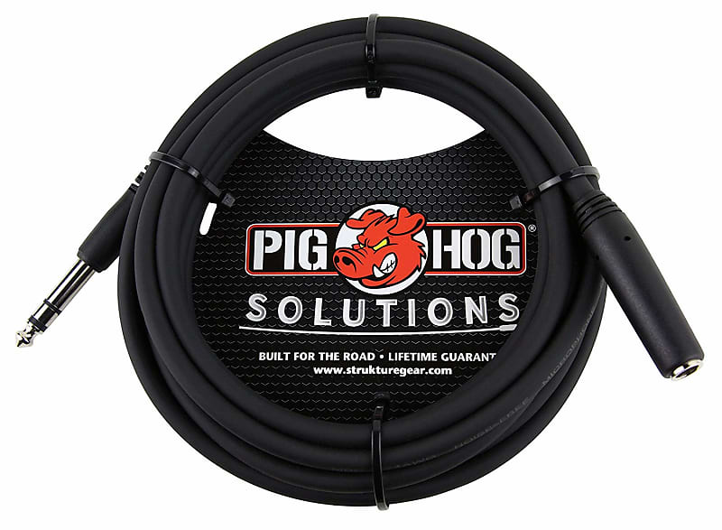 Pig Hog - PHX14-10 - 1/4" TRSF to 1/4" TRSM Headphone Extension Cable - 10 ft. - Black image 1