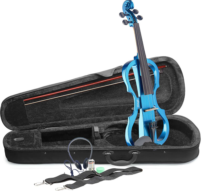 Stagg Electric Violin Combo Starter Student Package - Metallic Blue image 1