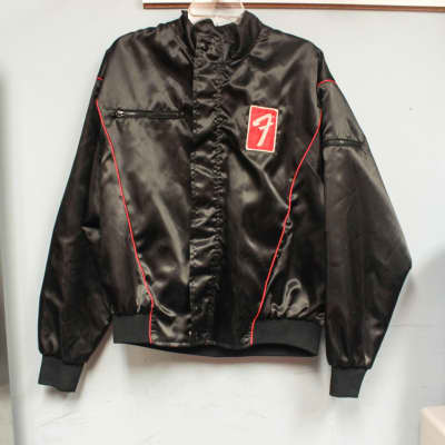 Fender Guitars Vintage 1980s Red Lined Black Bomber Jacket / Coat