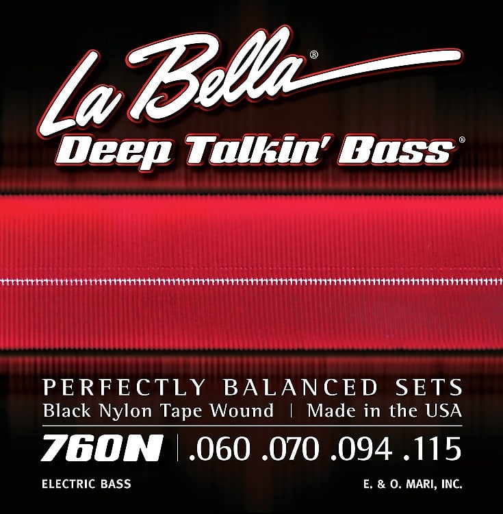 La Bella 760N Deep Talkin' Bass Black Nylon Tapewound Bass Guitar Strings - .060-.115 Standard image 1
