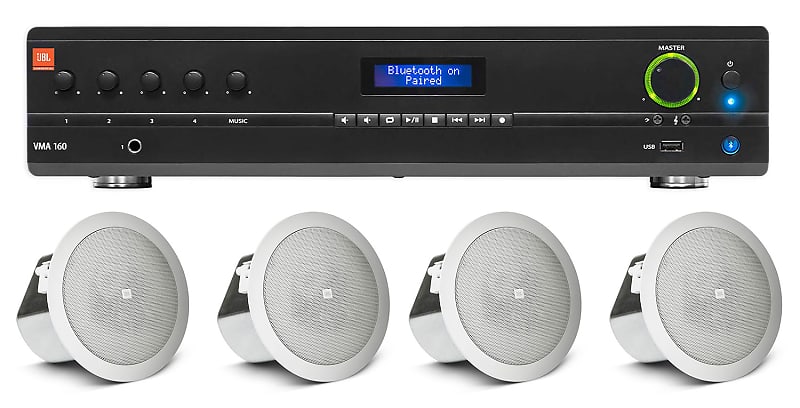 (4) JBL 3&quot; 15w 70v In-Ceiling Speakers+JBL Amplifier For Restaurant/Bar/Cafe  			