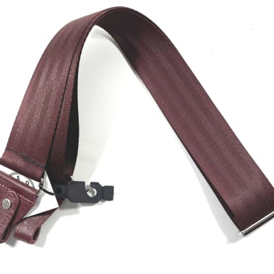 Souldier Banjo Strap Leather Ends Handmade Burgundy Seatbelt Fabric image 2
