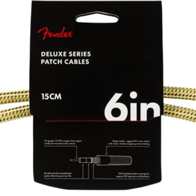 Fender Deluxe Series 6" Gold Tweed Patch Cable Pair (2) for Pedals, Guitar, Etc image 1