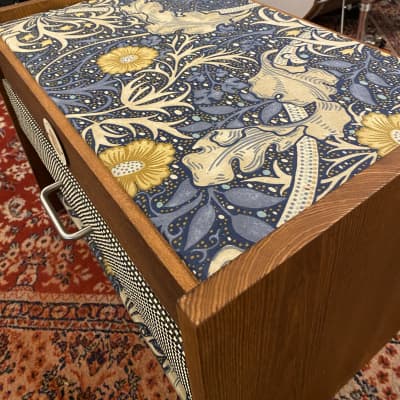 Heavy Seas Amp Riser/ Pedalboard storage for studio - Golden Ash / Sea Weed Morris Fabric image 12