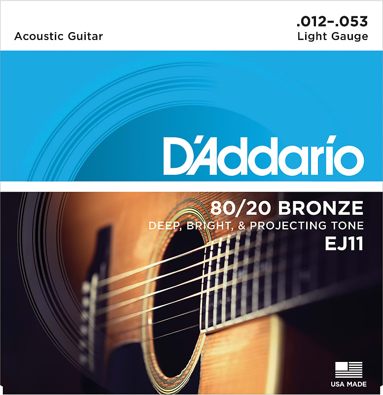D'Addario EJ11 80/20 Bronze Acoustic Guitar Strings, Light, 12-53 image 1