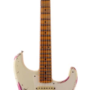 Fender Custom Shop LTD 1957 Stratocaster Heavy Relic Olympic White Over Pink Paisley image 10