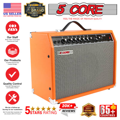 5 Core Electric Guitar Amplifier 40W Solid State Mini Bass Amp w 8” 4-Ohm Speaker EQ Controls Drive Delay ¼” Microphone Input Aux in & Headphone Jack for Studio & Stage for Studio & Stage- GA 40 ORG image 15