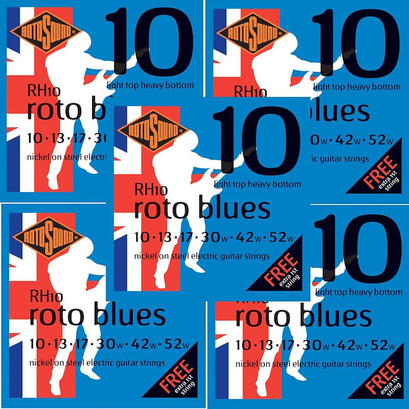 RotoSound Guitar Strings 5-Packs Electric Roto Blue Nickel RH10 Light Tops 10-52w image 1