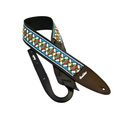 Souldier 'Torpedo' Leather Guitar Strap - Stained Glass Blue image 4