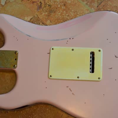 American Fender Stratocaster Standard  Shell Pink Over Candy Apple CS Fat 50's image 16