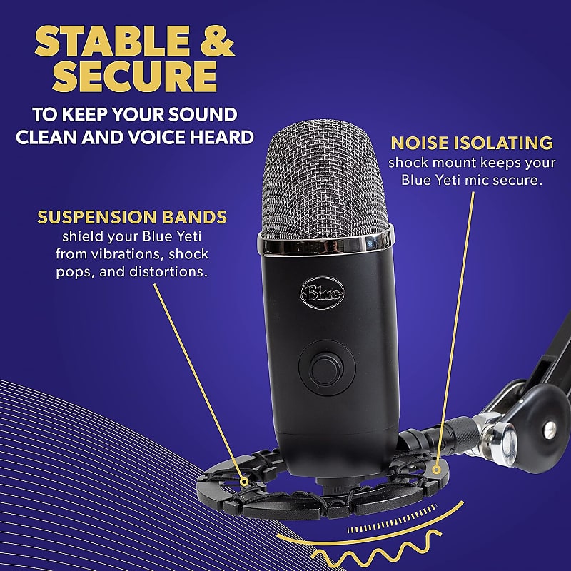 Blue Yeti Nano Shock Mount, Lightweight Alloy Shockmount Reduces Vibration  Shock Noise Matching Mic Boom Arm, Designed For Blue Yeti Nano Microphone  By