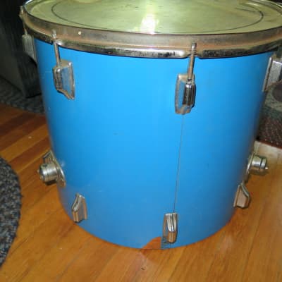 1972 vintage usa Rogers 18" blue floor tom / jazz bass drum for drum set kit snare image 7