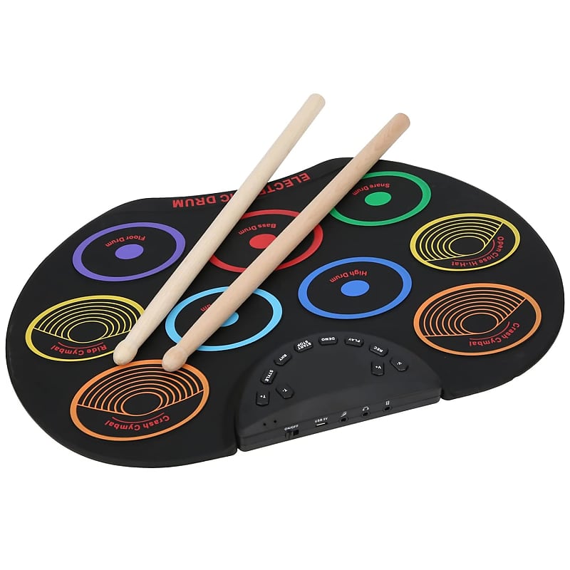 Electronic Drum Pad Electric Drum Set Kids Drum Roll Up Reverb