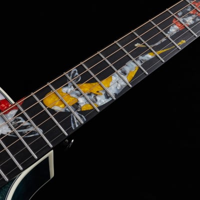 Hsienmo KOI Fish Aqua Blue Full Solid Acoustic Guitar with hardcase image 15