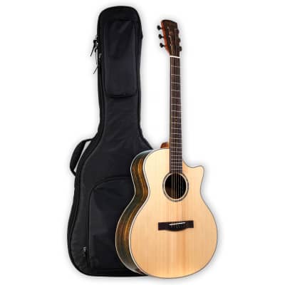 TARIO 41'' Electric Acoustic All Solid Guitar Solid Spruce Top Solid Ovangkol Back and Sides Mahogany Neck Undersaddle Piezo Pickup .High Gloss image 1