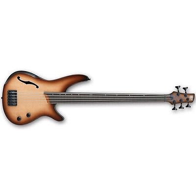 Ibanez SRH505F 5-String Fretless Hollowbody Bass, Flat Natural 