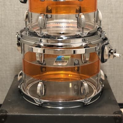 Ludwig 50th Anniversary Vistalite 10" & 12" Limited Edition Pattern Toms - Clear/Orange/Clear image 2