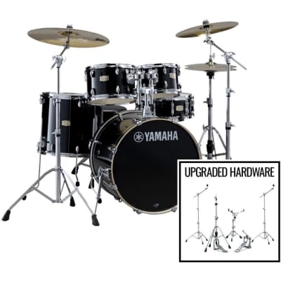 Yamaha SBP2F50 Stage Custom Drum Shell Kit, 5-Piece, Raven Black, with Hardware Pack