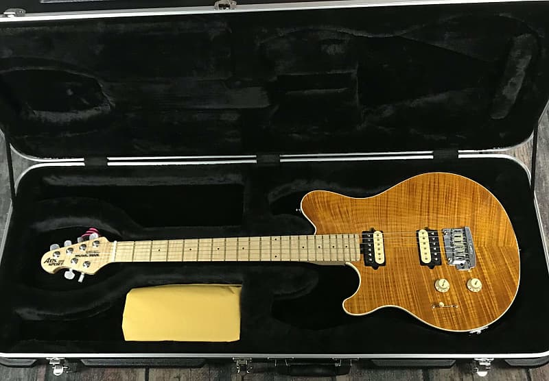 Ernie Ball MusicMan Left Handed Axis Super Sport Electric Guitar- Trans  Gold Flame