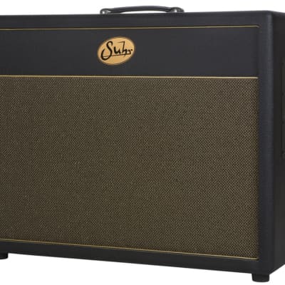 Suhr 2x12 Deep Speaker Cabinet in Black with Gold Grille and Celestion Vintage 30 Speakers image 3