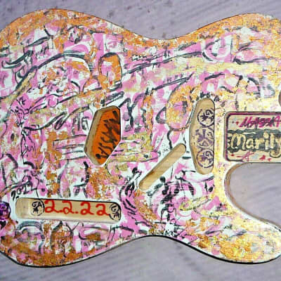 Massa Guitars USA Telecaster Guitar Body Marilyn Monroe 24K GoldLeaf  Haring Top 2022 image 7