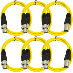 Seismic Audio SAXLX-3YELLOW6 XLR Male to XLR Female Patch Cable - 3' (6-Pack)