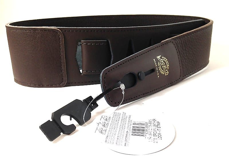 LOCK-IT Guitar Strap Brown  Soft Leather Patented Locking Technology image 1