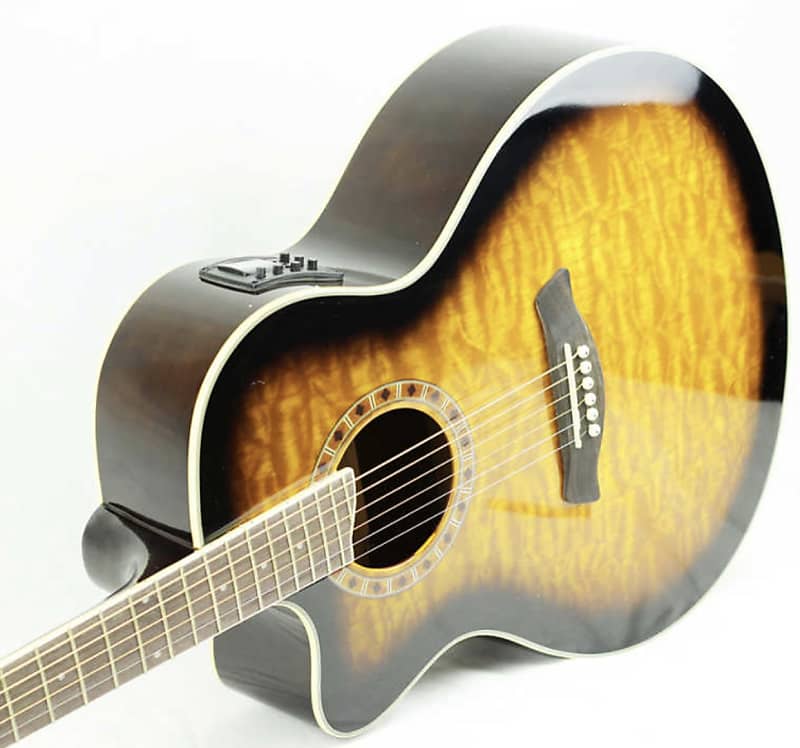 Jay Turser JTA-424QCET-LH-TSB JTA Series Lefty Acoustic Electric Guitar. Tobacco Sunburst Item ID: JTA-424QCET-LH-TSB-A-U image 1