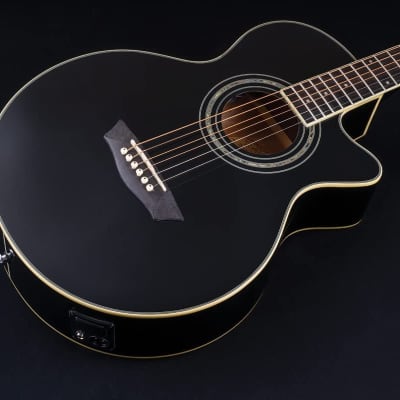 Washburn Festival Series Model EA10B Black Acoustic Electric Petite Jumbo Guitar image 10
