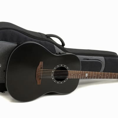 Mint Ovation Ultra Series Acoustic/Electric Guitar w/ Gig Bag - Pitch Black for sale