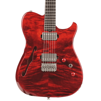 10S X Chords of Orion Limited Semi-Hollow Tele Baritone Electric Guitar Antique Amber Flame Maple image 1