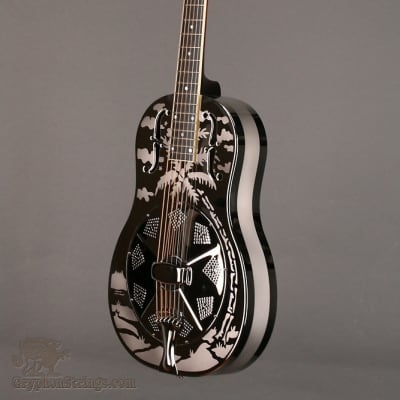 National Reso-Phonic Style O Brass Bodied 12 Fret 2023 Mirror Nickel with Deco Palm Tree Design - IN STOCK NOW! image 10