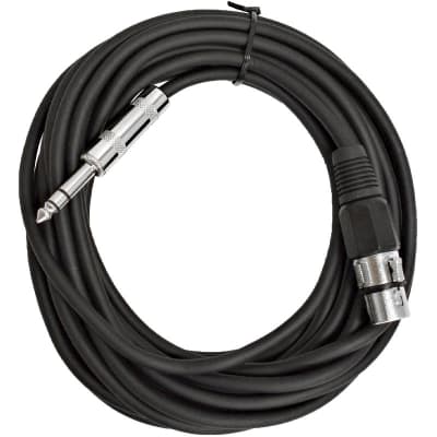 SEISMIC AUDIO - 25 Ft Black XLR Female to 1/4" TRS Patch Cable Snake Cords - NEW image 1